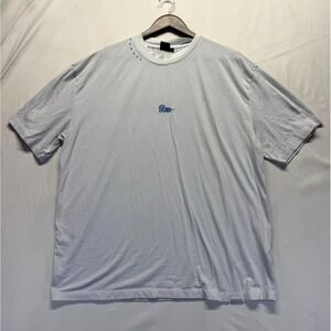 Sumwon Studio T Shirt Men Large White Blue Graphic Print Embroidered Logo Casual